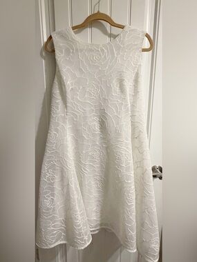 DNY White Floral Lace Fit-and-Flare Dress